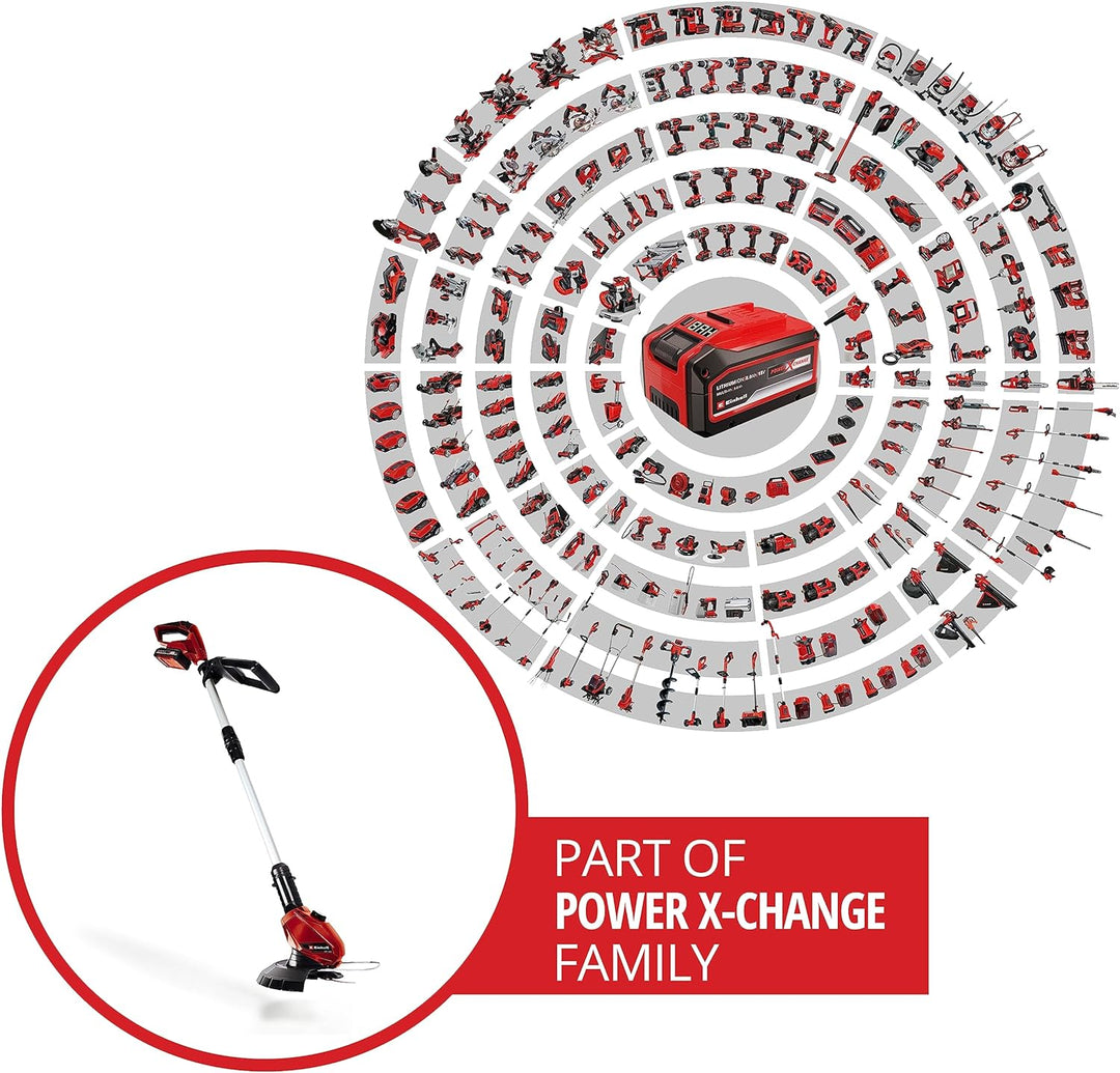 Einhell Akku-Rasentrimmer GE-CT 18 Li Kit Power X-Change (Li-Ion, 18V, Motorkopf drehbar, Flowerguar