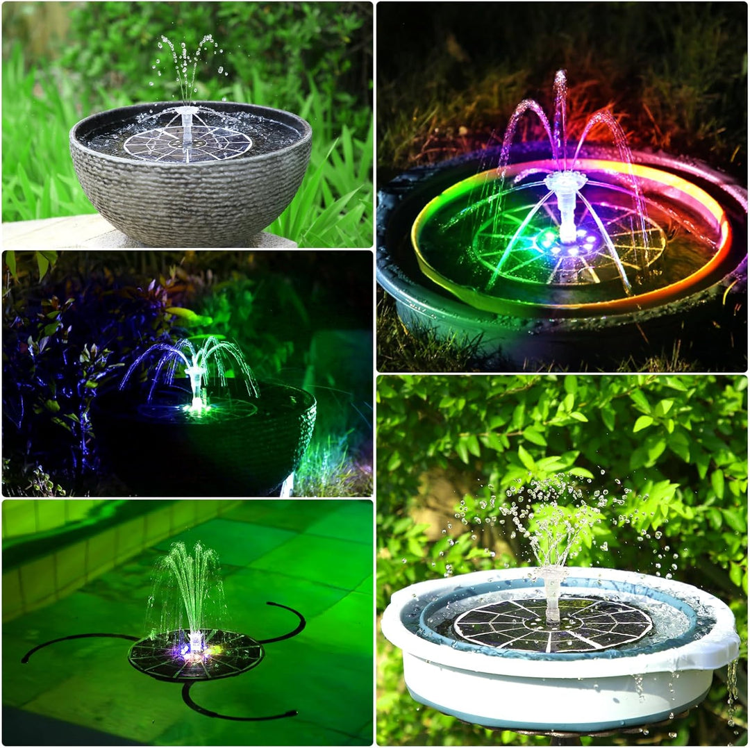 AISITIN 5.5W LED Solar Springbrunnen für Aussen mit Fernbedienung, Buntes LED Solar Teichpumpe mit 3