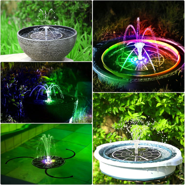 AISITIN 5.5W LED Solar Springbrunnen für Aussen mit Fernbedienung, Buntes LED Solar Teichpumpe mit 3