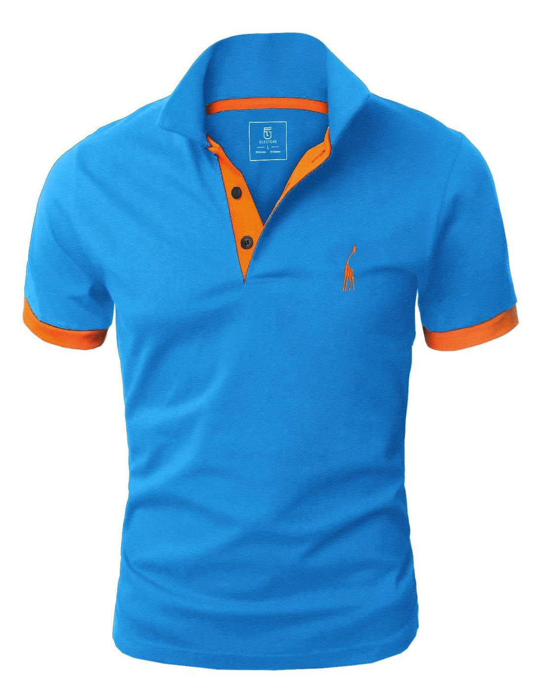 GLESTORE Poloshirt Herren Männer Hemd Herren Kurzarm Shirt Sommer M Blau&amp;orange, M Blau&amp;orange