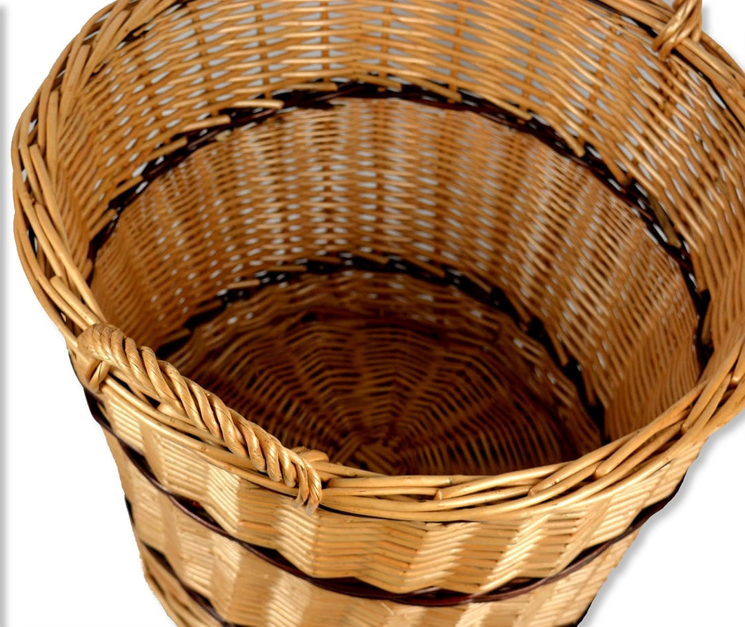 Kaminkorb in 4 Grössen WIKLER Holzkorb Kartoffelnkorb Korb Weide Kiepe Gartenkorb Erntekorb Rund (Du