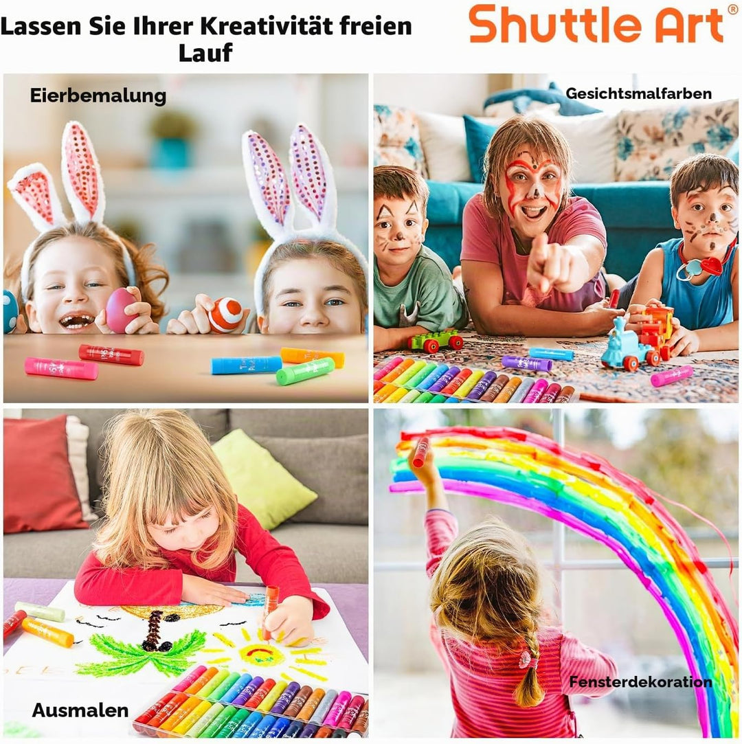 Shuttle Art Tempera Malstifte, 40 bunte feste Tempera Gouache farbstifte für Kinder, schnell trockne