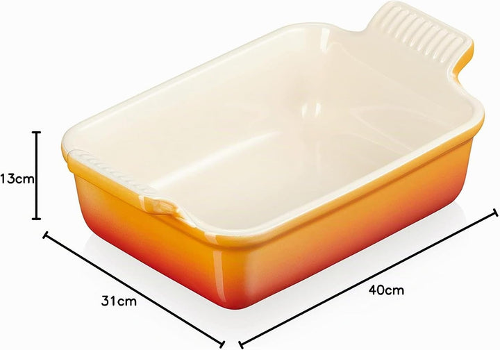 Le Creuset Rechteckige Auflaufform Tradition aus Steinzeug, 19 cm, 1.1 Liter, Ofenrot, 7110219090000