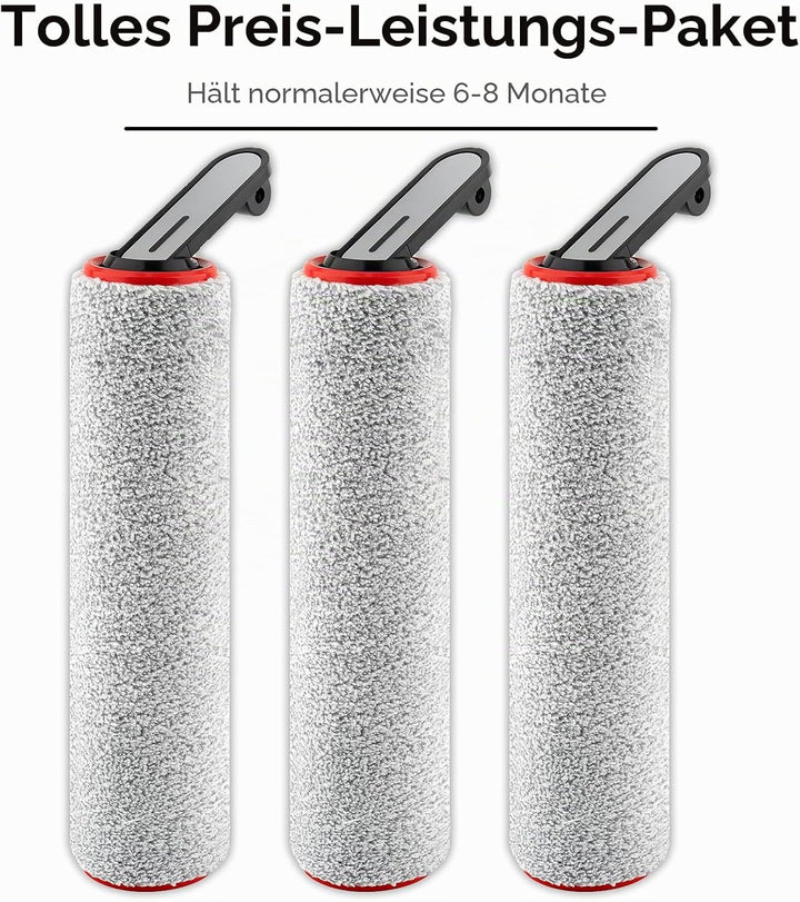 (3 Stück) H14 Pro Ersatz rollenbürsten kompatibel mit Dreame H14 Pro Nass- und Trockensauger, Rollen