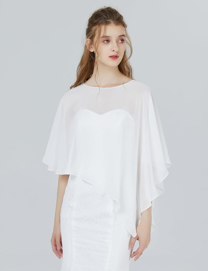 BEAUTELICATE Damen Chiffon Schal Stola Eleganten Cape Umhang für Braut Sommer Hochzeits Festliche Ab