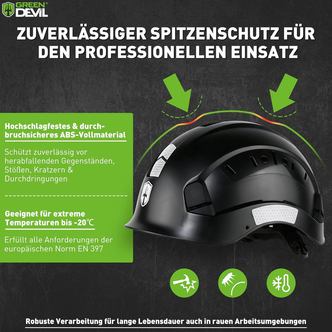 GREEN DEVIL Schutzhelm Arbeitshelm mit klarem Visier und Gehörschutz Ohrenschützer Einstellbarer ABS