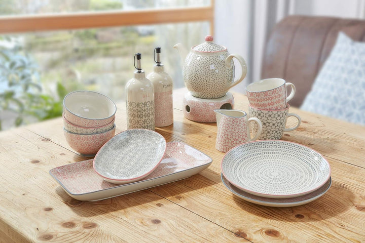Bloomingville Essig-Öl-Flaschen Cecile Retro Essig und Öl Flaschen Set Ø 7,0 x H 20 cm, grau rosa, K