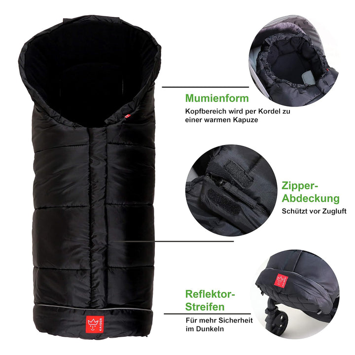 Kaiser Naturfelle 6570825 - Fusssack "Iglu Thermo Fleece", Farbe: schwarz, Schwarz