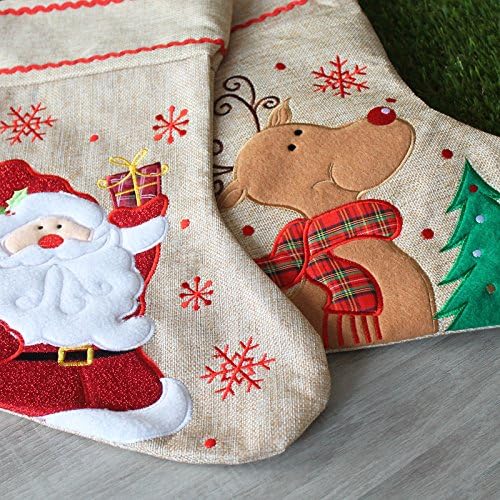 Geschenkegarten Personalisierte Weihnachtssocke Rentier aus Leinen