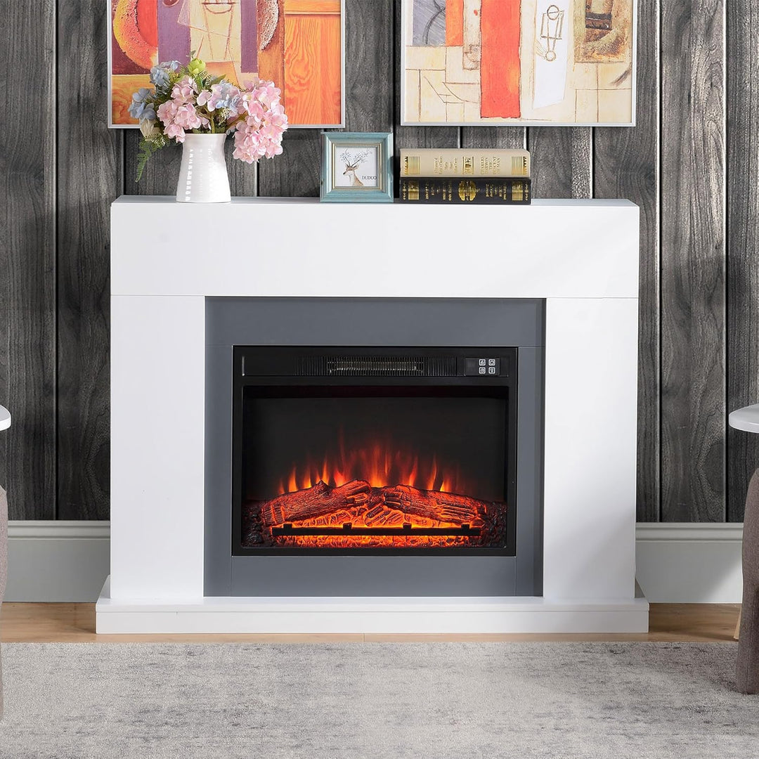 HOMCOM Elektrokamin mit Heizung, elektrischer Kamin mit LED Flammeneffekt und 3 Helligkeiten 2000W D
