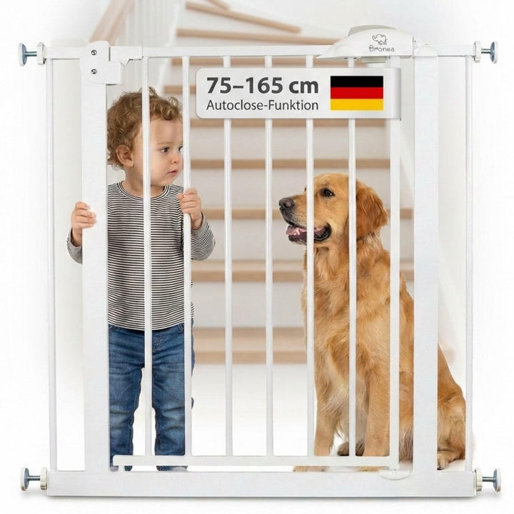 Cleo Treppenschutzgitter ohne Bohren | Kinderschutzgitter Tür &amp; Treppe 131-138 cm | Auto-Close | 3-S