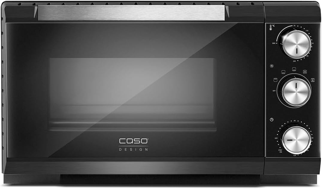 CASO TO 20 - Design Backofen, 5-fach Funktion: Umluft, Drehspiess mit Motor, Oberhitze, Unterhitze,