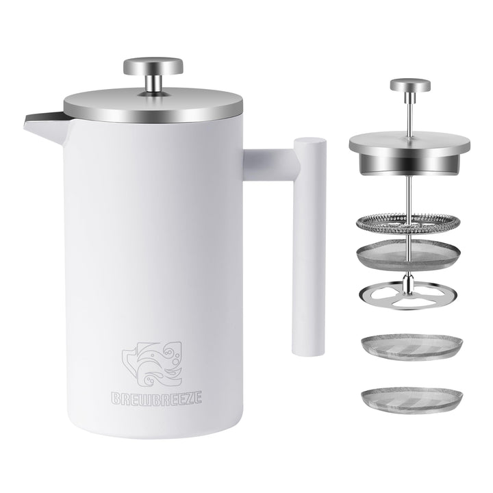 French Press Set I Kaffeebereiter, Thermo, Kaffeepresse, für Filterkaffee, 1 Liter - 5 Tassen, doppe