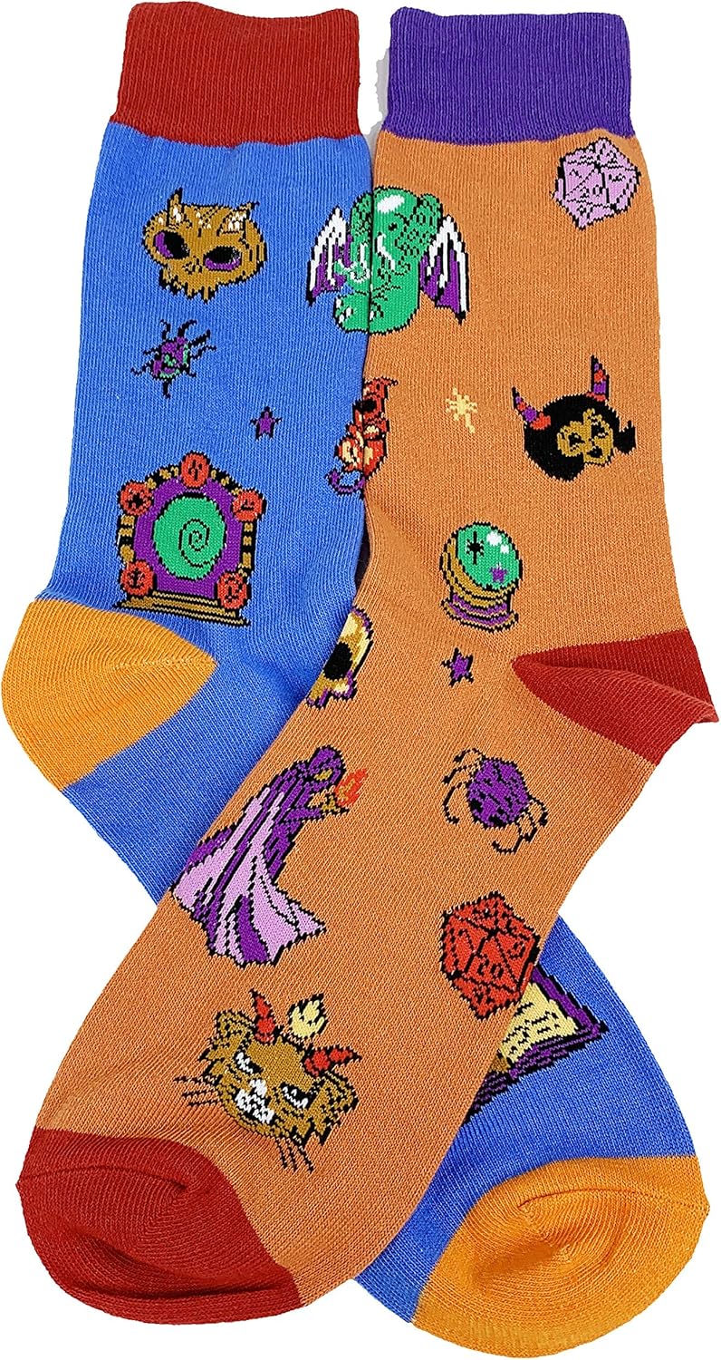 Fantasydice 2 Paar Cthulhu Eldritch lustige Socken für Männer dnd Geschenke Herren Socken Geschenke
