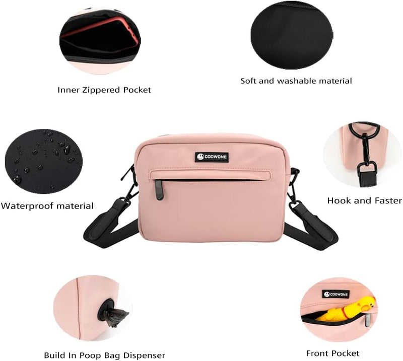 wasserdichte Leckerlibeutel für Hunde, Dog Walking Bag, integrierter Kotbeutelspender, verstellbare