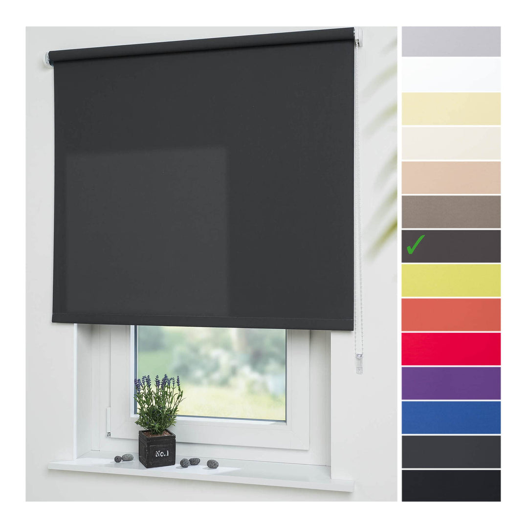 Liedeco® Rollo, Fenster Rollo, Kettenzug-Rollo / 62 x 180 cm (Breite x Höhe), dunkelgrau/lichtdurchl