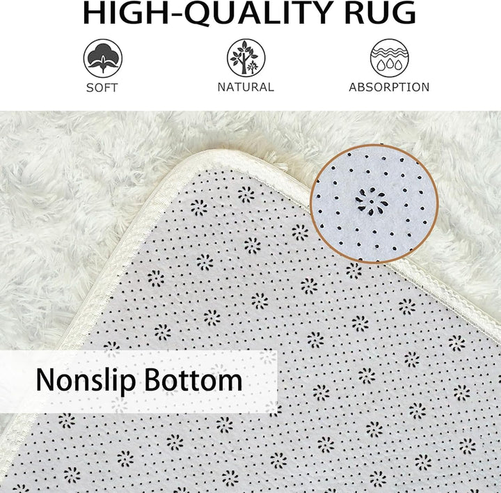 Obundi Bettvorleger Schlafzimmer,Flauschiger Teppich Büro, Hochflor Teppich Wohnzimmer,Plüsch Waschb