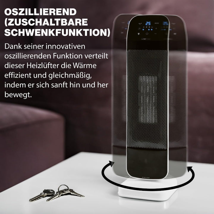 Clatronic Keramik-Heizlüfter HL 3763, Heizung und Ventilator, Elektroheizung für Badezimmer/Wohnmobi