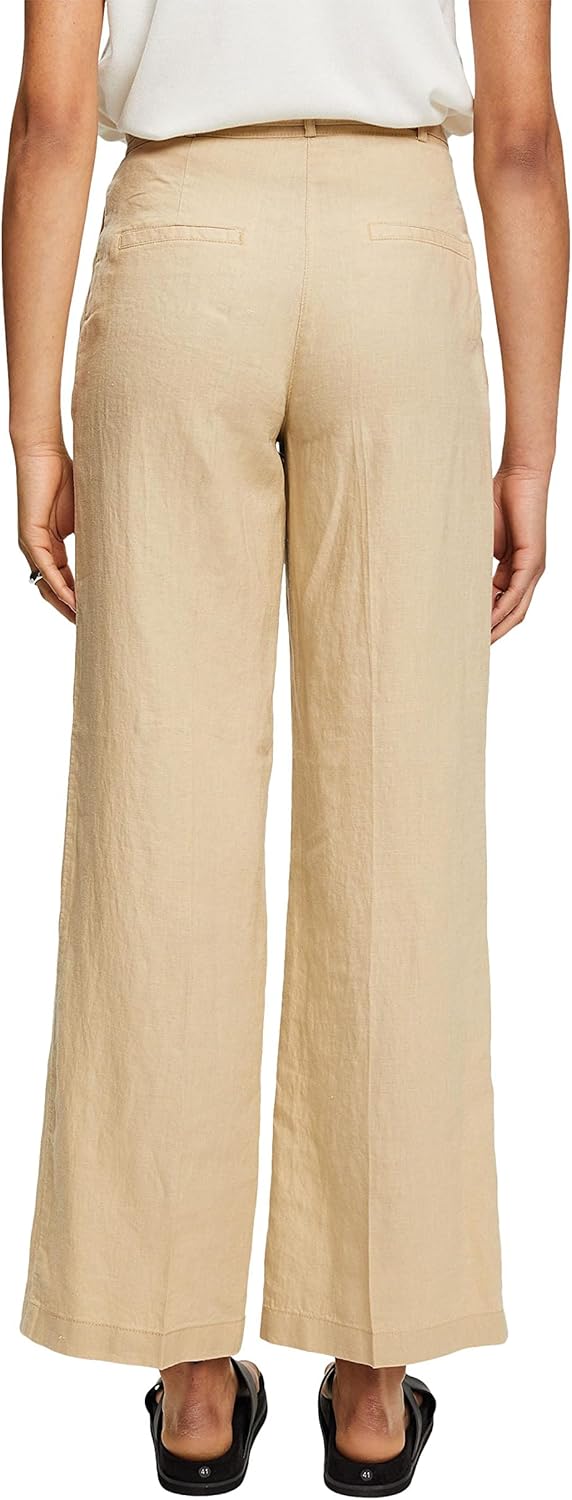 ESPRIT Leinenhose mit weitem Bein 44W / 32L Sand, 44W / 32L Sand