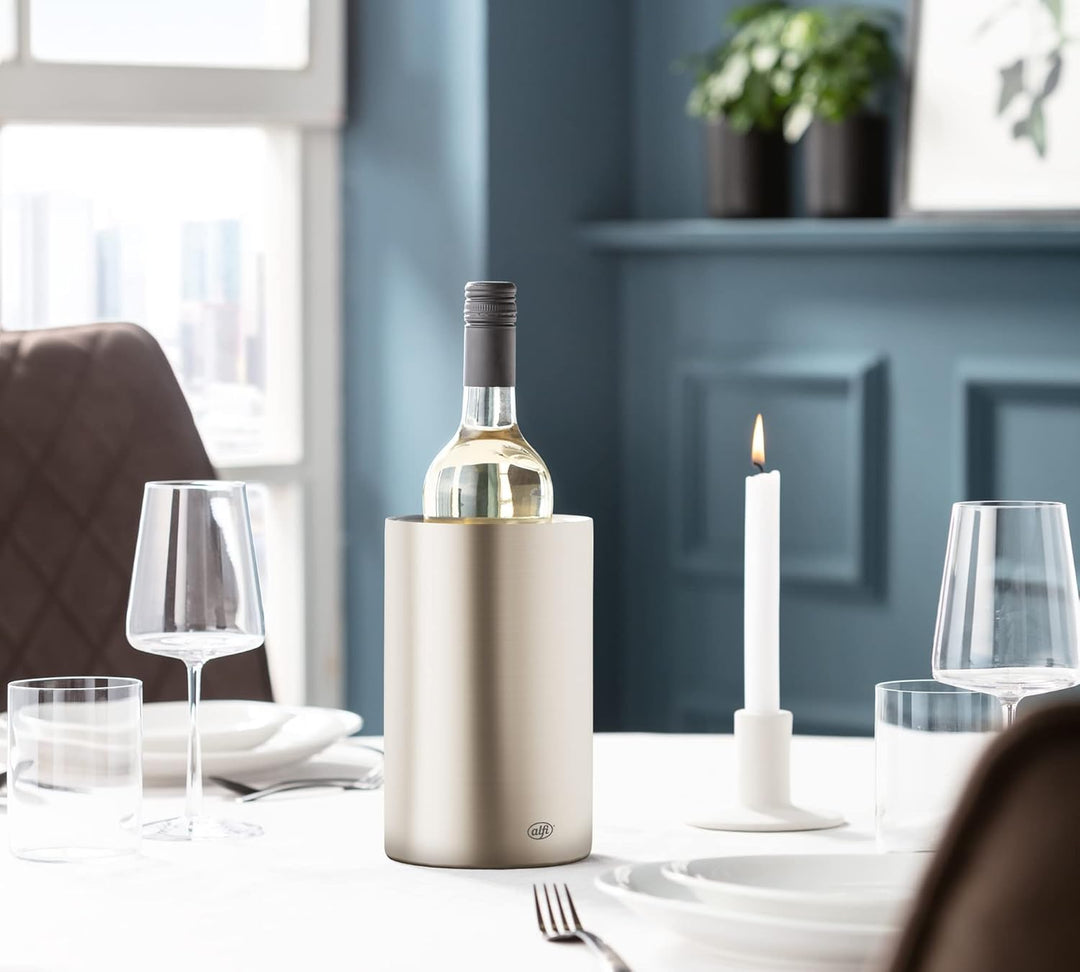 alfi VINO, champagne mat, Flaschenkühler aus Edelstahl für 0,70 bis 1l Flaschen, Weinkühler, Sektküh