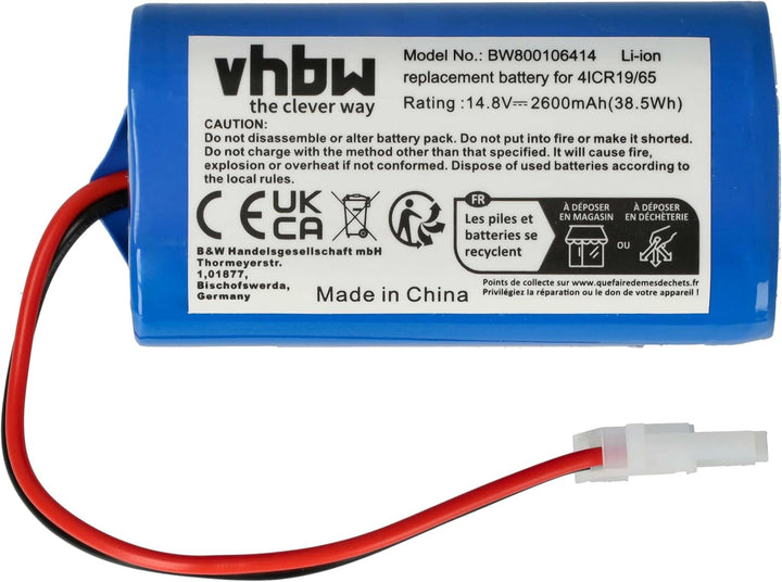 vhbw Akku kompatibel mit Silvercrest SSRA1 Home Cleaner Heimroboter (2600 mAh, 14,8 V, Li-Ion)