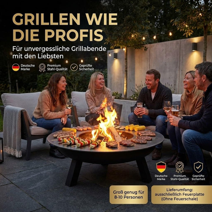 Feuerplatte Plancha Feuerring aus Edelstahl 4mm, Grillplatte passend für Feuertonne 100 cm (Lieferun
