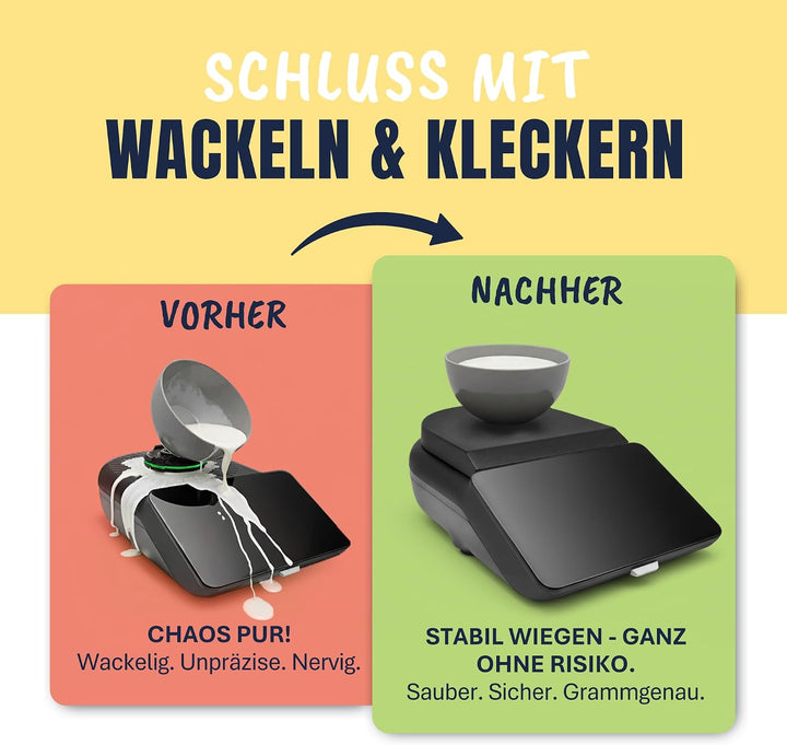 WiegeBase für Thermomix TM7 Zubehör verwandelt TM7 zur Plattformwaage für präzises Wiegen ohne Mixto