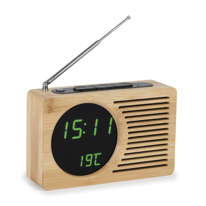 Atlanta Digital-Wecker LED Anzeige mit Radio-Funktion Temperaturanzeige Bambus Gehäuse - 2601