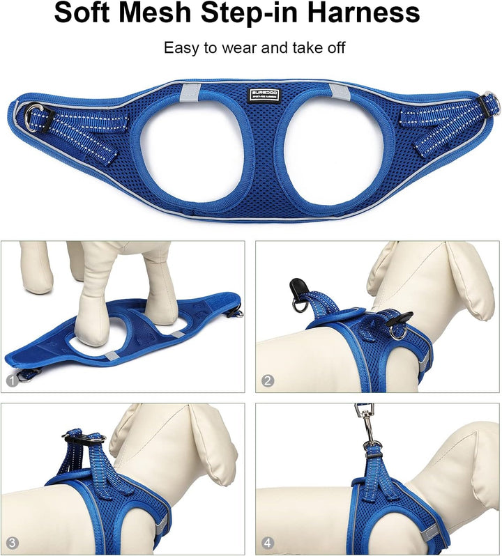 Suredoo Hundegeschirr mit Leine Anti Zug Geschirr Reflektierend Brustgeschirr für Kleine Hunde, Haus
