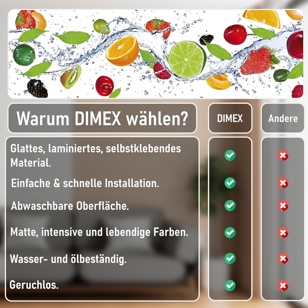 DIMEX Küchenrückwand Folie selbstklebend Obst | Klebefolie - Dekofolie - Spritzschutz für Küche | Pr