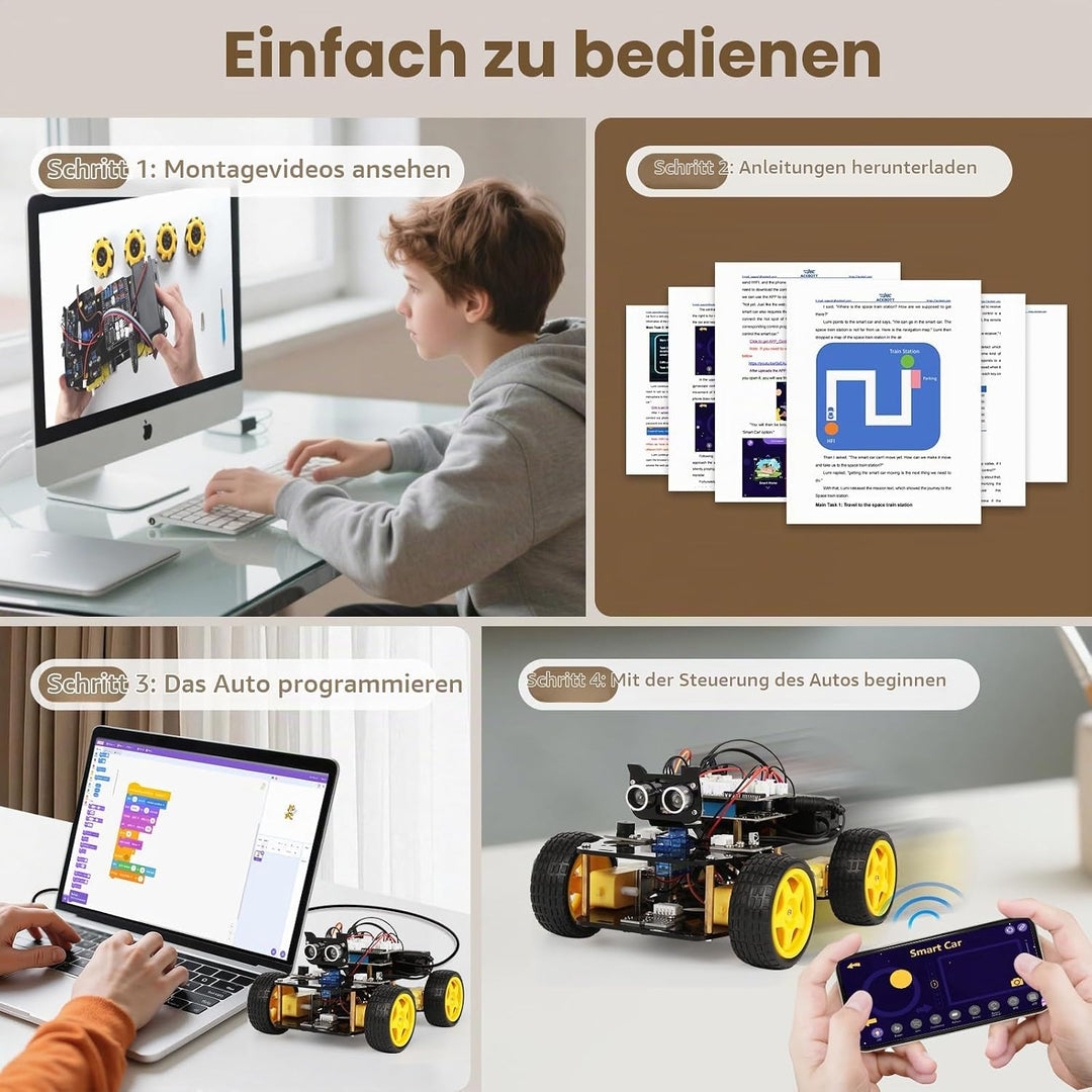 ACEBOTT Roboter Bausatz für Kinder 12+ Jahren, Roboter Kinder kompatibel mit Arduino und Scratch, Ro
