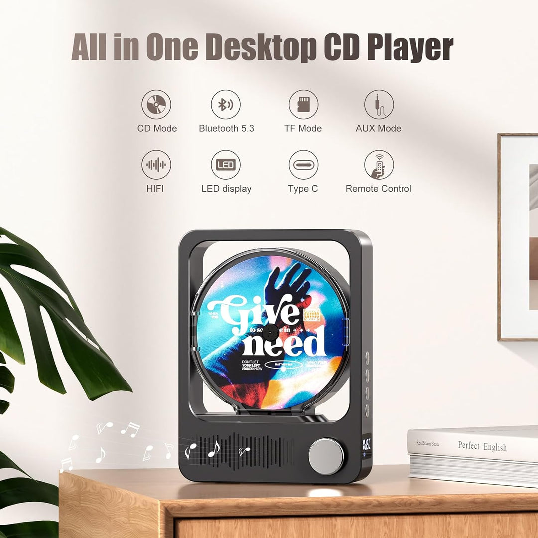 MECHEN CD Player Bluetooth, Tragbarer Discman HiFi CD Player für Zuhause, Fernbedienung, eingebaute