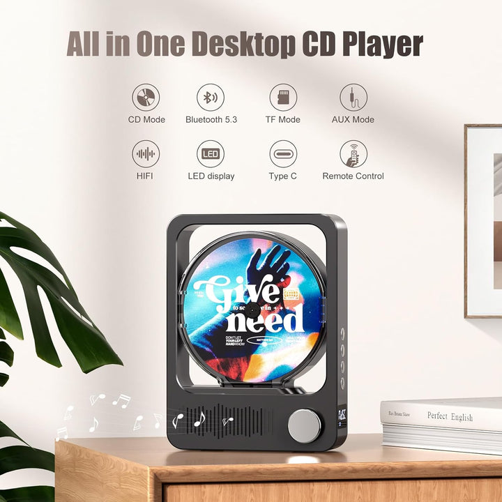MECHEN CD Player Bluetooth, Tragbarer Discman HiFi CD Player für Zuhause, Fernbedienung, eingebaute