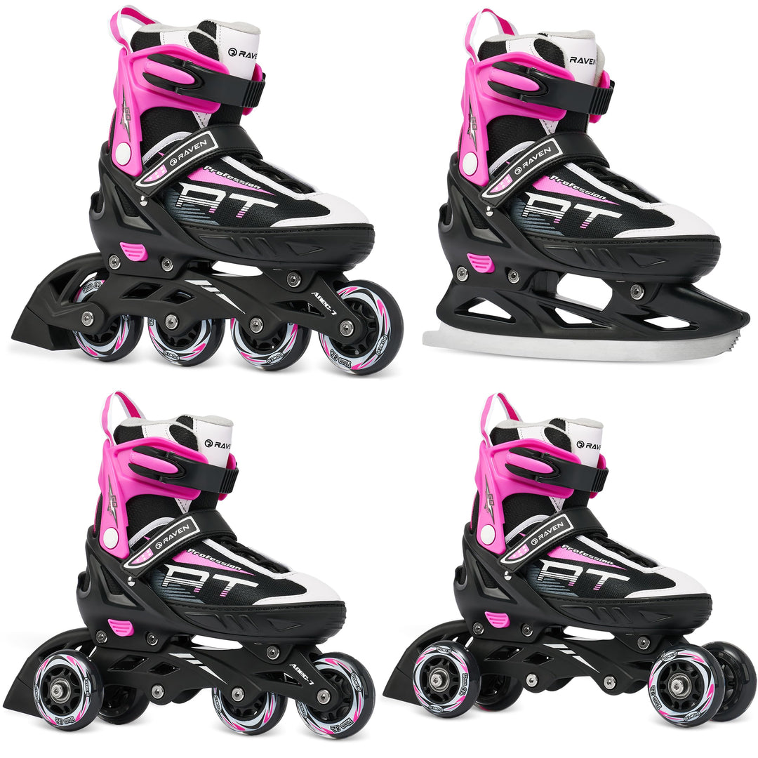 RAVEN Profession 4in1 Inlineskates Triskates Rollschuhe Schlittschuhe Inliner für Kinder und Erwachs