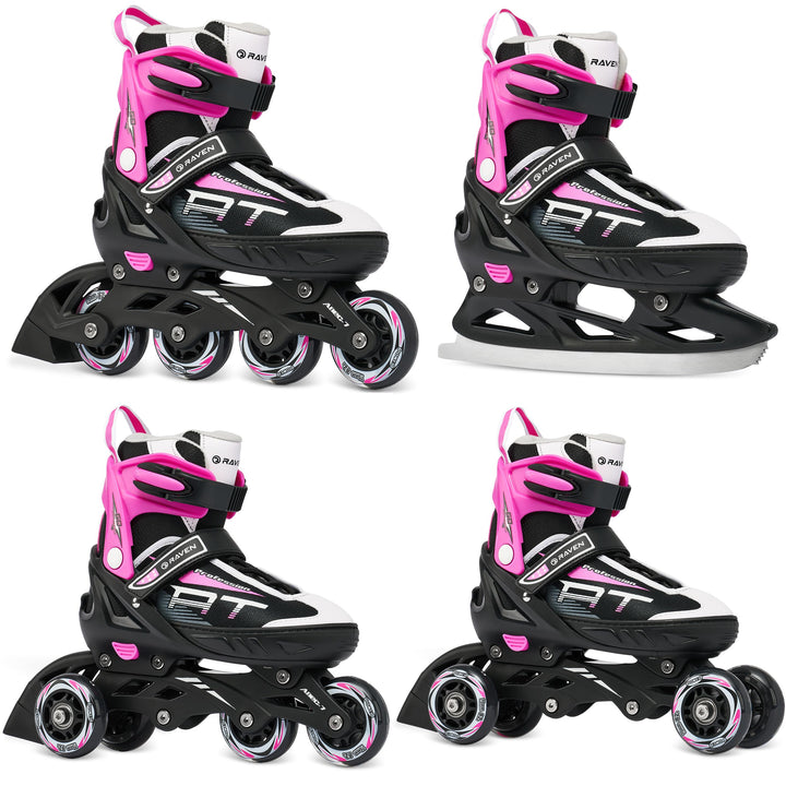 RAVEN Profession 4in1 Inlineskates Triskates Rollschuhe Schlittschuhe Inliner für Kinder und Erwachs