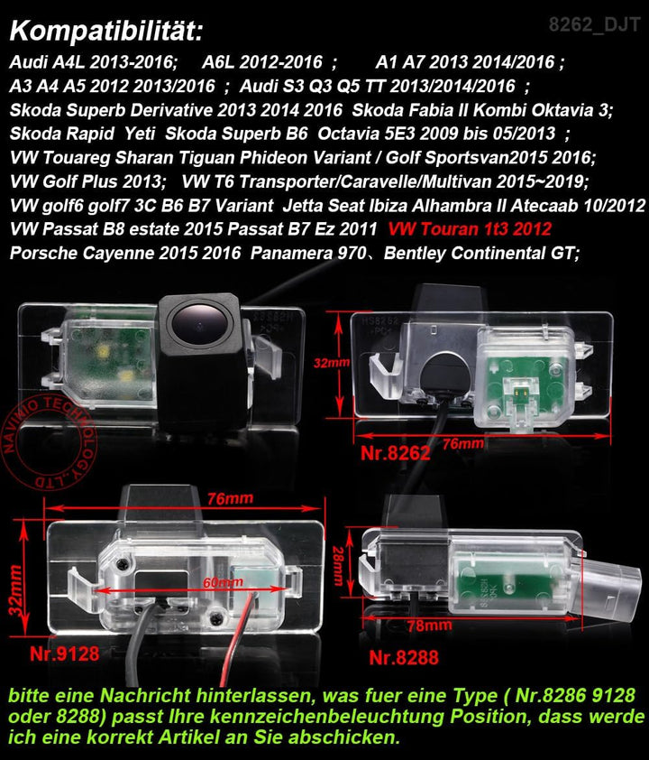 1280 * 720 Pixels Auto Rückfahrkamera Einparkkamera Einparkhilfe Replacement for Skoda Superb VW Gol