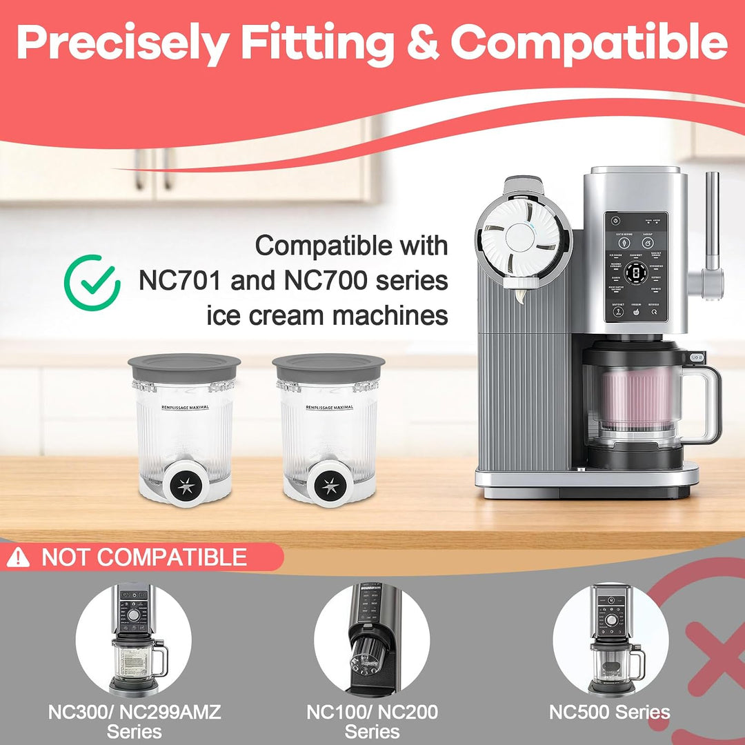 Creami Behälter für Ninja Swirl NC700 NC701, 480ml Eiscremebehälter mit Farbigen Deckeln für Ninja S