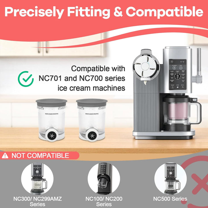 Creami Behälter für Ninja Swirl NC700 NC701, 480ml Eiscremebehälter mit Farbigen Deckeln für Ninja S