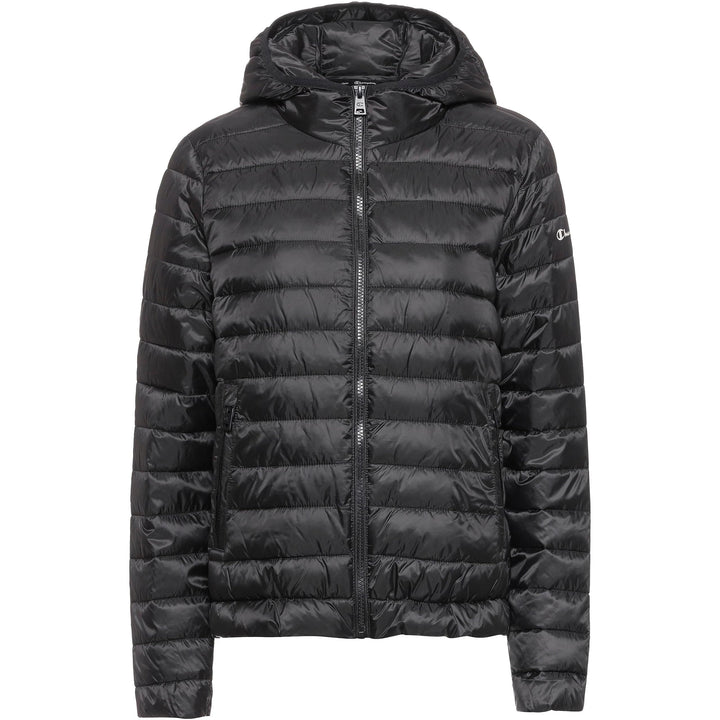 Champion Damen Legacy Outdoor Small Logo Hooded Wattierte Jacke L Schwarz, L Schwarz
