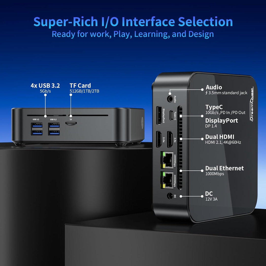 DreamQuest Mini PC Barebone Intel N95 der 12. Generation (bis zu 3,4 GHz), Micro Desktop Computer oh