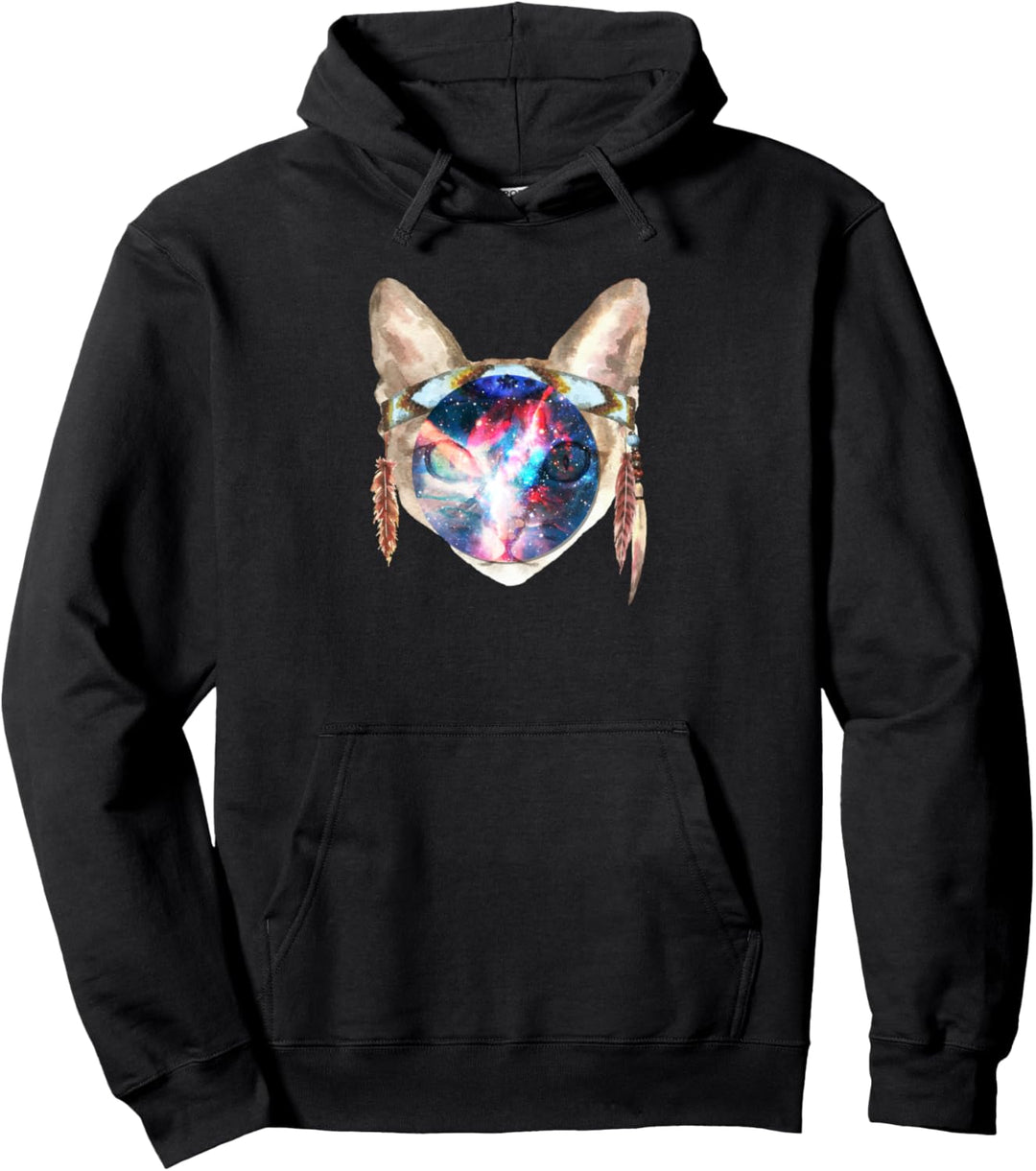 Tribal Cool Festival Cat For Animal Music Lovers Pullover Hoodie