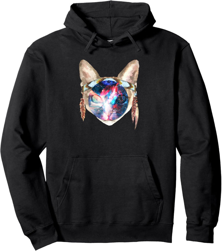 Tribal Cool Festival Cat For Animal Music Lovers Pullover Hoodie