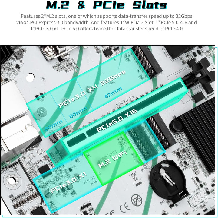 SHANGZHAOYUAN H610 Mainboard LGA 1700 Motherboard (μATX, 2*DDR4, SATA 3.0, USB 3.1, NVME M.2, WiFi M