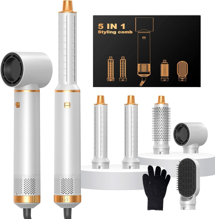 OKWRAP Hair Styler Set, Hairstyler 5 in 1, Haarstyler mit Fön Ionen, Automatischer Lockenstab, Wärme
