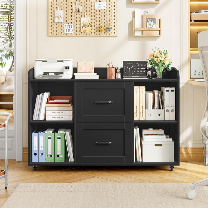 HOCSOK Aktenschrank, Rollcontainer mit Steckdosen, Schubladenschrank mit Rollen, 108 * 37.8 * 76, 5