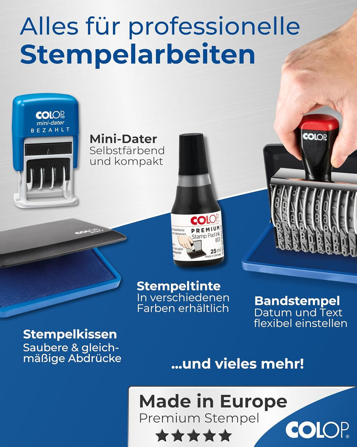 Colop 2660 Datumstempel mit Text EINGEGANGEN Datum deutsch Abdruck blau/rot im Karton 135867 klein