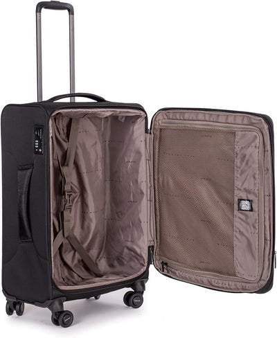 Stratic Mix Koffer Weichschale Reisekoffer Trolley Rollkoffer mittelgross, TSA Kofferschloss, 4 Roll