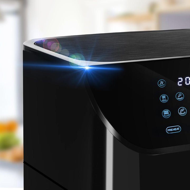 LEHMANN Heissluftfritteuse 8L, Airfryer mit Sichtfenster, Trenneinsatz für 2 Kammern, 12 Programmen,