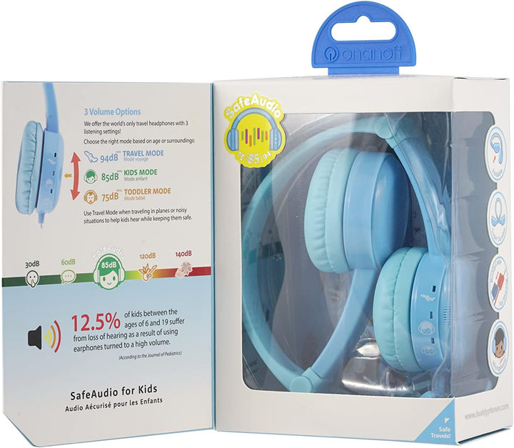 Onanoff Travel Kinder On Ear Stereo-Headset On Ear Faltbar, Headset, Lautstaerkebegrenzung Blau, uni