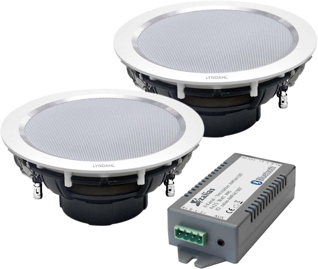 zalias Lyndahl Stereo-Einbaulautsprecher weiss Set CS195ST mit Bluetooth-Verstärker AMP4X15BT zum Ei